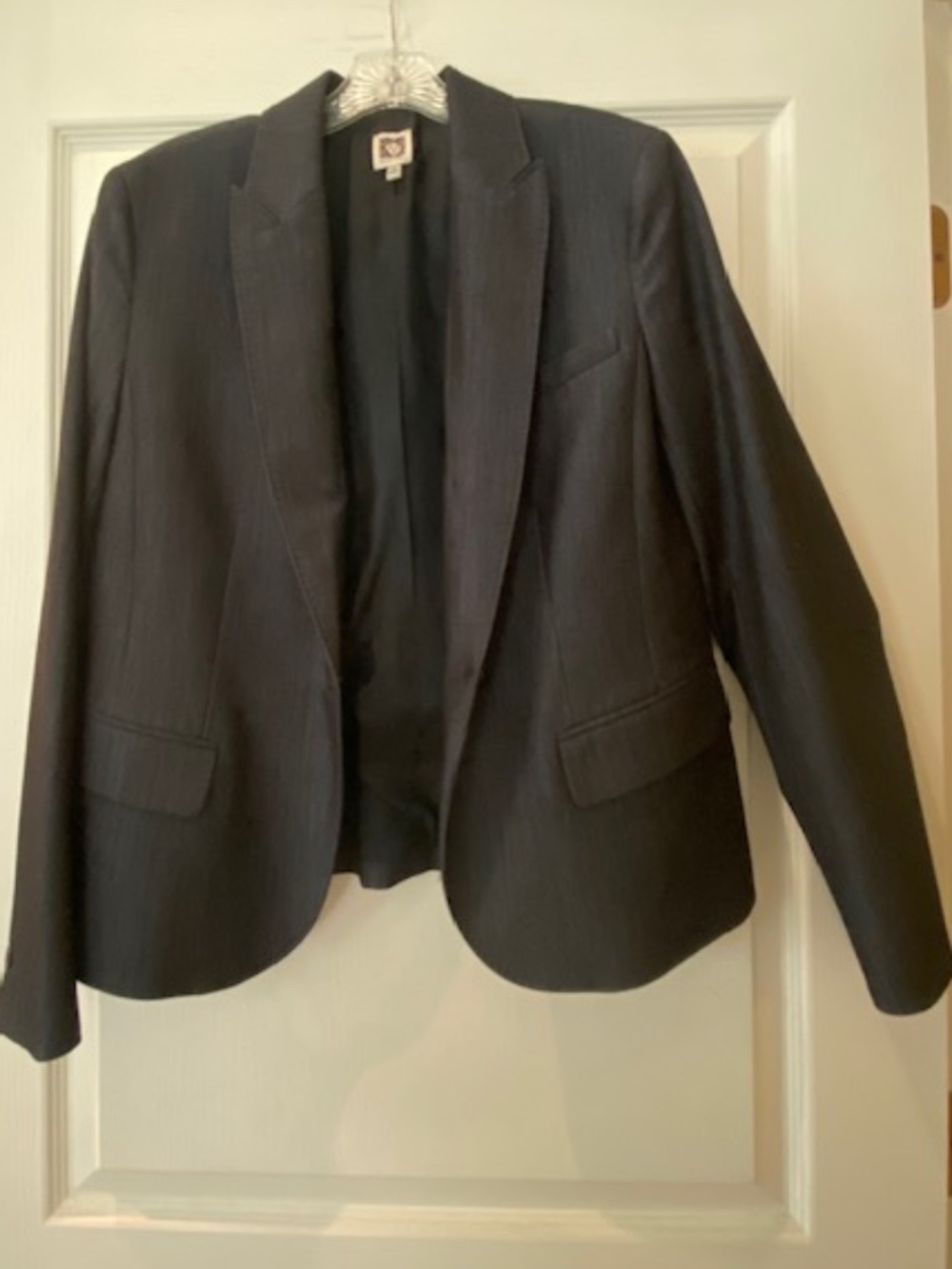 Anne Klein dark blue denim blazer size 12